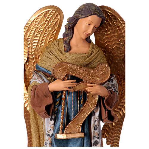 Anioł Winter Elegance z harfą, żywica, tkanina, wys. 60 cm 2