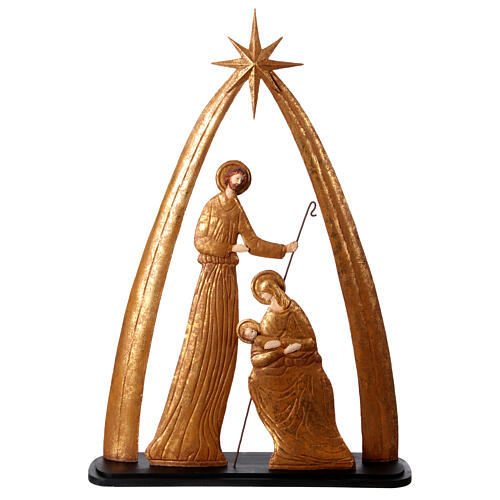 Nativity with arch, old gold metal, Antique Splendor collection, 80x50x15 cm 1