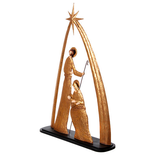 Nativity with arch, old gold metal, Antique Splendor collection, 80x50x15 cm 3