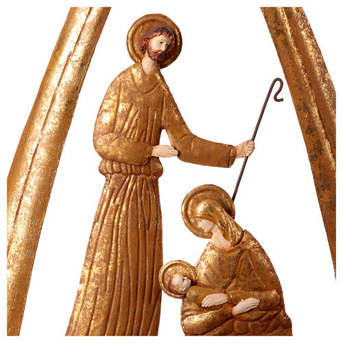 Nativity with arch, old gold metal, Antique Splendor collection, 80x50x15 cm 4