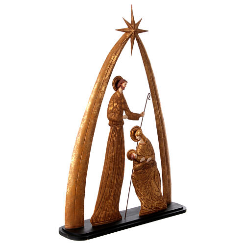 Nativity with arch, old gold metal, Antique Splendor collection, 80x50x15 cm 5