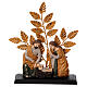 Holy Family Nativity in antique gold metal resin leaves 20x25x10 cm s1