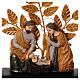 Holy Family Nativity in antique gold metal resin leaves 20x25x10 cm s2