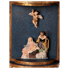 Triptych with Holy Family and Wise Men, resin, 12x20x5 in
