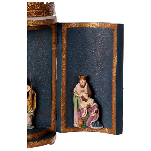 Triptych with Holy Family and Wise Men, resin, 12x20x5 in 5