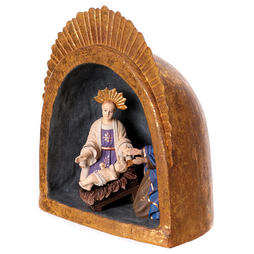 Nativity in a cave, papier-maché and metal with antique finish, 8x10x6 in 2