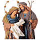 Holy Family Nativity in resin blue gold fabric Winter Elegance h 56 cm s2
