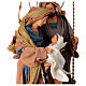 Holy Family Nativity in resin blue gold fabric Winter Elegance h 56 cm s4