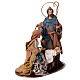Heilige Familie, Winter Elegance – Resin und Stoff auf Holzsockel, für 40 cm Krippe s3