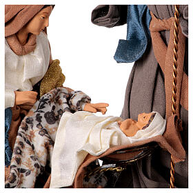Winter Elegance Nativity on a base, resin and fabric, h 40 cm