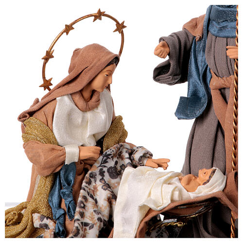 Holy Family nativity scene Winter Elegance fabric resin base h 40 cm 4
