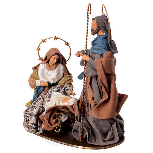Holy Family nativity scene Winter Elegance fabric resin base h 40 cm 5