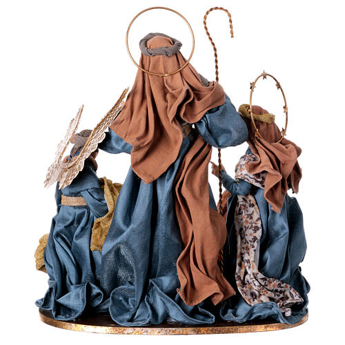 Winter Elegance Holy Family with angel, fabric and resin, h 45 cm 9