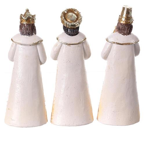 Stylised Nativity Scene of Shabby Chic style, golden resin, 7 figurines of 15 cm and stable of 24 cm 7