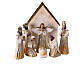 Stylised Nativity Scene of Shabby Chic style, golden resin, 7 figurines of 15 cm and stable of 24 cm s1