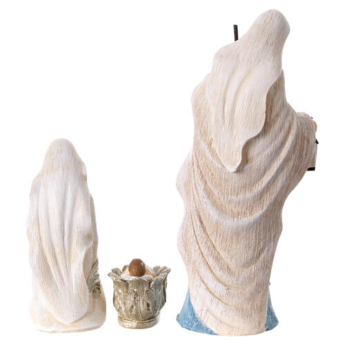 Resin Nativity Scene, white and blue with silver details, set of 6 figurines, 24 cm 4