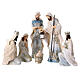 Resin Nativity Scene, white and blue with silver details, set of 6 figurines, 24 cm s1