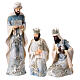 Resin Nativity Scene, white and blue with silver details, set of 6 figurines, 24 cm s3