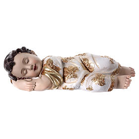 Infant Jesus sleeping on his side, white and gold, 5x20x5 cm