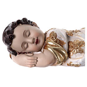 Infant Jesus sleeping on his side, white and gold, 5x20x5 cm