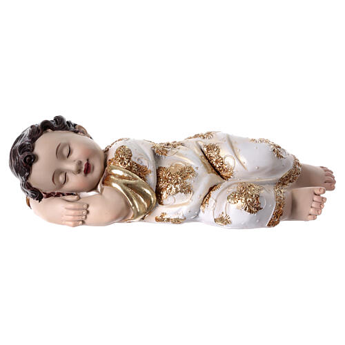 Infant Jesus sleeping on his side, white and gold, 5x20x5 cm 1