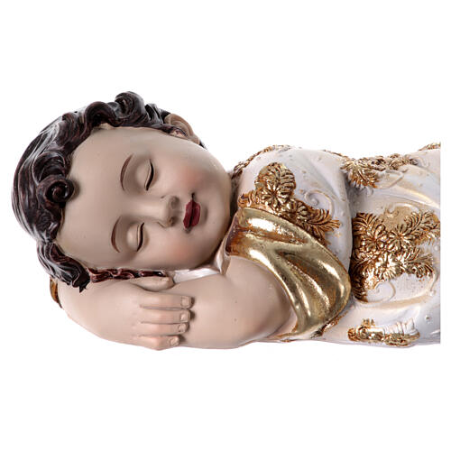 Infant Jesus sleeping on his side, white and gold, 5x20x5 cm 2