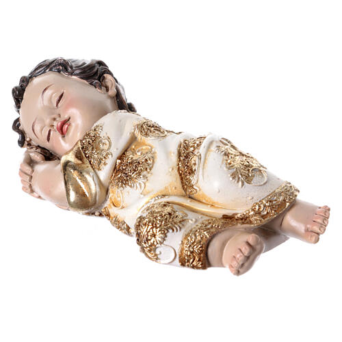 Enfant Jésus endormi sur le côté détails or 5x12x5 cm 2