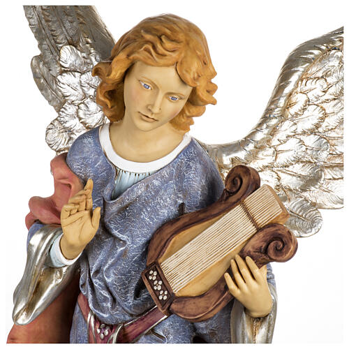 Engel stehend mit Harfe, passend für die 125 cm Krippe von Fontanini, aus Resin, für Außenbereich 3