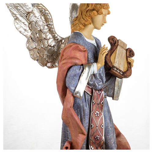 Engel stehend mit Harfe, passend für die 125 cm Krippe von Fontanini, aus Resin, für Außenbereich 11
