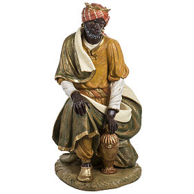 Heiliger König, kniend, Balthasar, passend für die 180 cm Krippe von Fontanini, aus Resin, für Außenbereich