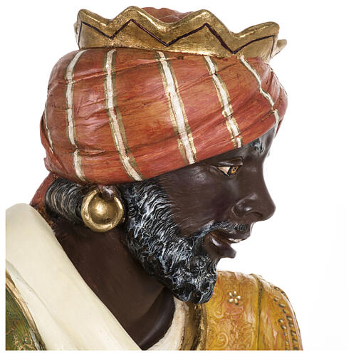 Heiliger König, kniend, Balthasar, passend für die 180 cm Krippe von Fontanini, aus Resin, für Außenbereich 7