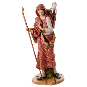 Hirtenmädchen mit Lamm, passend für die 180 cm Krippe von Fontanini, aus Resin, für Außenbereich