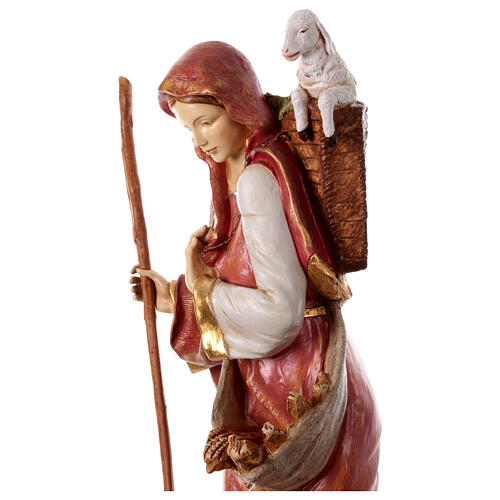 Pastora con cordero belén exterior de resina 180 cm Fontanini 12