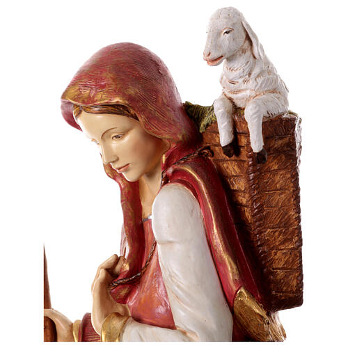 Pastora con cordero belén exterior de resina 180 cm Fontanini 15