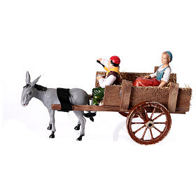 Ivrogne et paysanne sur charrette 10x20x10 cm crèche 8-10 cm