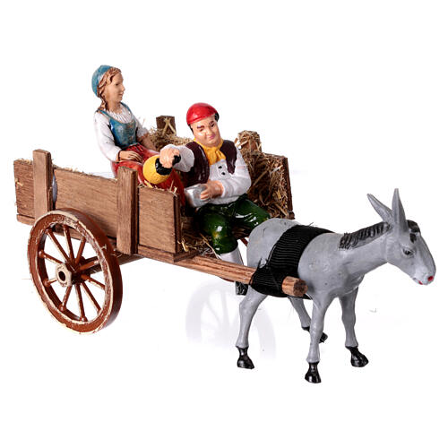 Ivrogne et paysanne sur charrette 10x20x10 cm crèche 8-10 cm 3