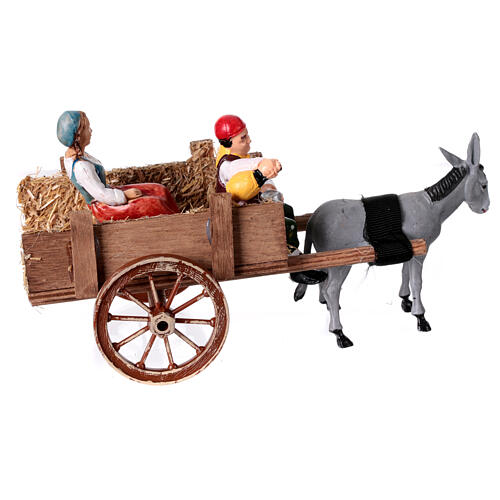 Ivrogne et paysanne sur charrette 10x20x10 cm crèche 8-10 cm 4