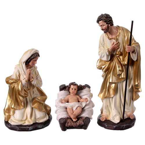 Set of 11 Nativity Scene characters, golden resin, 30 cm 3