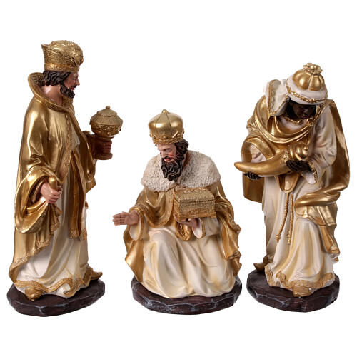 Set of 11 Nativity Scene characters, golden resin, 30 cm 5