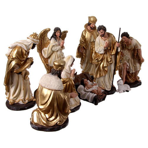 Set of 11 Nativity Scene characters, golden resin, 30 cm 6