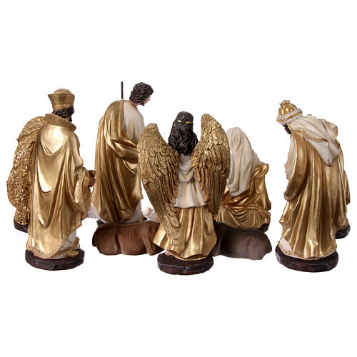 Set of 11 Nativity Scene characters, golden resin, 30 cm 13