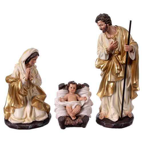 Set presepe 30 cm con 11 soggetti in resina oro  3