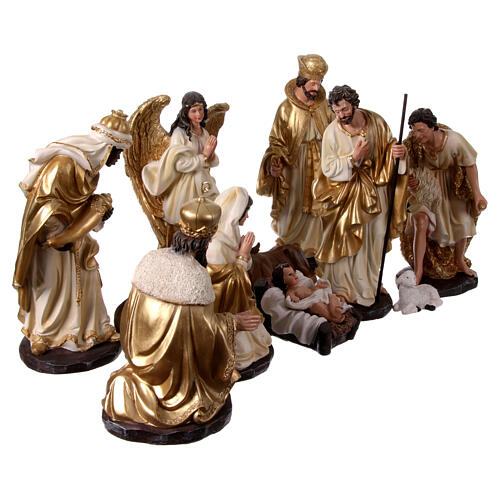 Set presepe 30 cm con 11 soggetti in resina oro  6