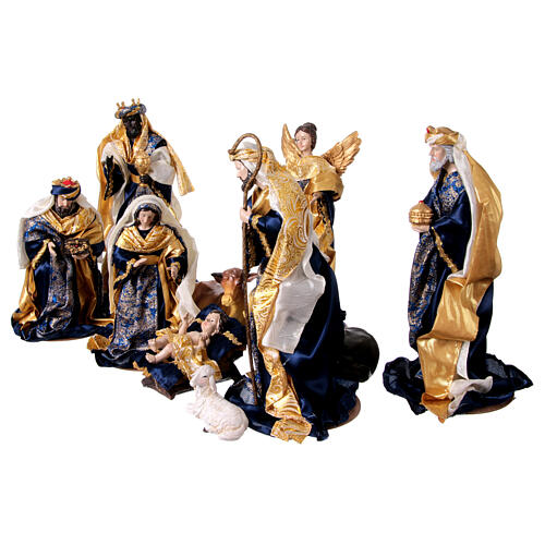 Set of 10 resin and fabric figurines for a 35 cm Nativity Scene 3