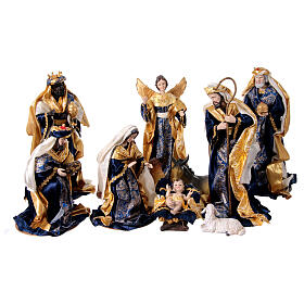 Nativity scene set of 10 pcs in resin and fabric 35 cm