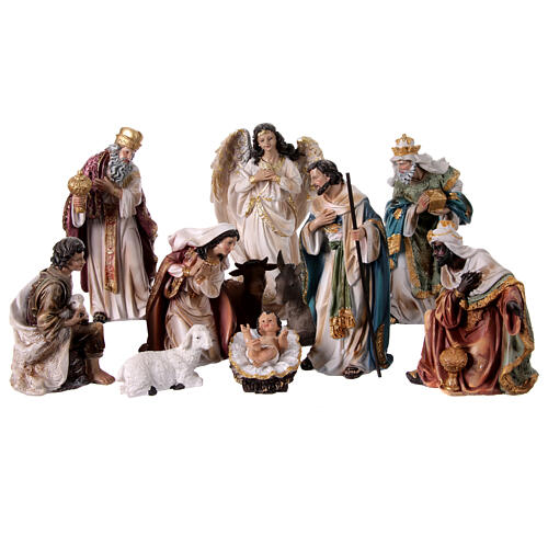 Set of 11 figurines for 20 cm Nativity Scene, coloured resin 1