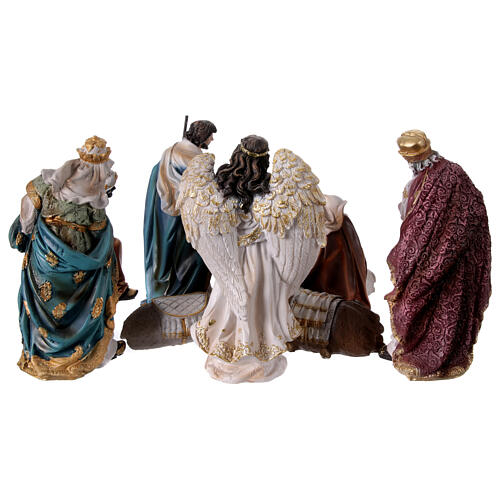 Complete nativity set of 11 pcs colored resin 20 cm 9