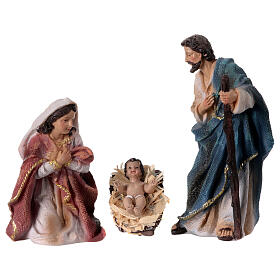Complete Nativity Scene set with 11 subjects 15 cm in colored resin