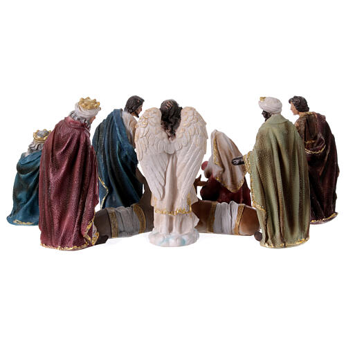 Complete Nativity Scene set with 11 subjects 15 cm in colored resin 8