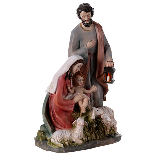 Nativity Holy Family statue with sheep 25 cm in colored resin 3